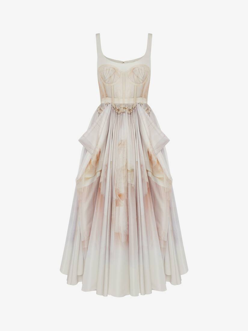 Vestidos Alexander McQueen Tulle Toile Bow Drape Mujer - Beige - Mexico 376-PGBZAO